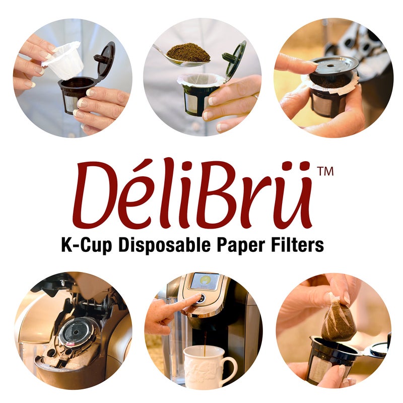 Delibru K Cup Disposable Paper Filters 300 Pack Fits With All Reusable Coffee Pods - Compostable and Disposable Coffee Filters for Keurig Single Cup - Image 3